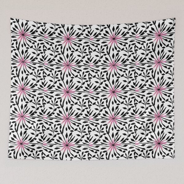 Item preview, Black and Pink Artistic Flowers Pattern designed and sold by Liza36designs.