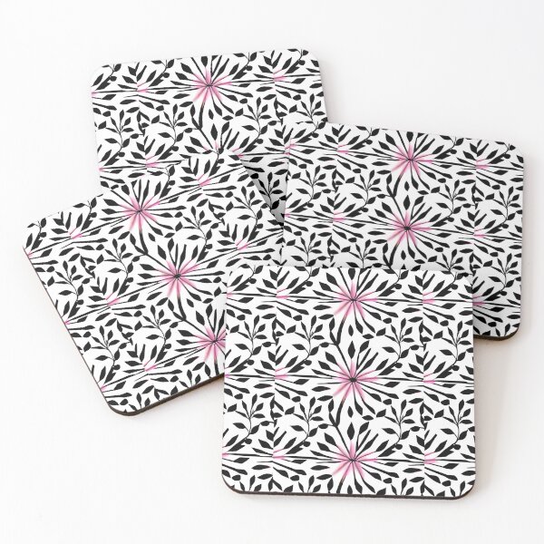 Item preview, Black and Pink Artistic Flowers Pattern designed and sold by Liza36designs.