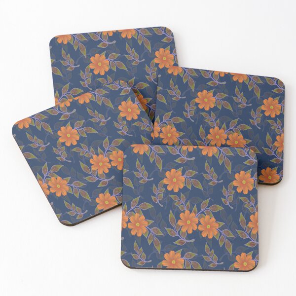 Item preview, Orange and Blue Daisies Floral pattern designed and sold by MarigoldandLily.