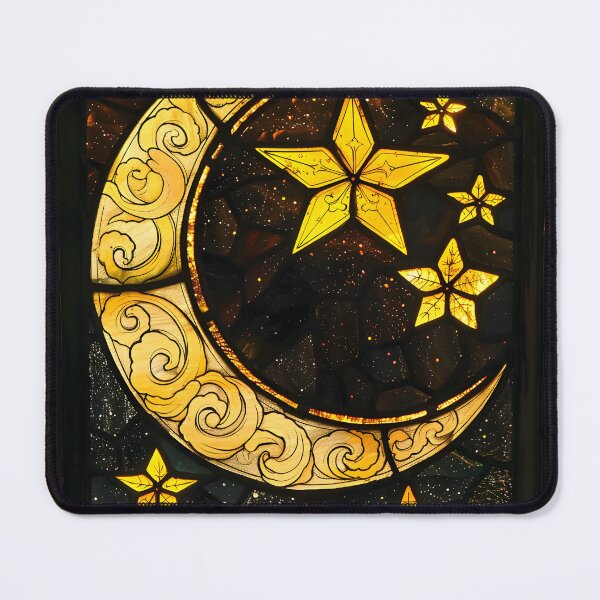 Item preview, Crescent Moon and Stars Stain Glass Art designed and sold by mebraart.
