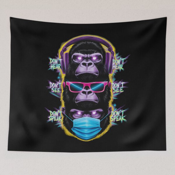 Item preview, Three Wise Gorillas - Don't Hear, See, or Speak designed and sold by Quirky Shirts.