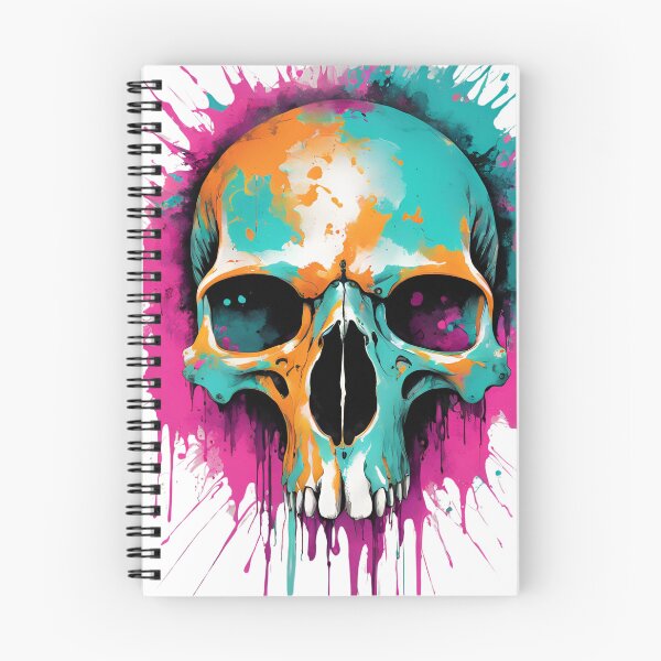 Item preview, Colorful Graffiti Skull Art Print | Pink Blue Teak Orange Black Splatter Design designed and sold by Invisible-Cult.
