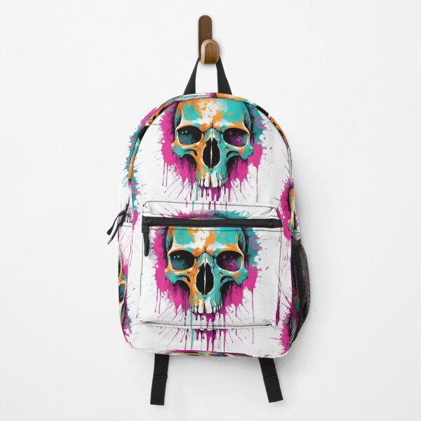 Item preview, Colorful Graffiti Skull Art Print | Pink Blue Teak Orange Black Splatter Design designed and sold by Invisible-Cult.