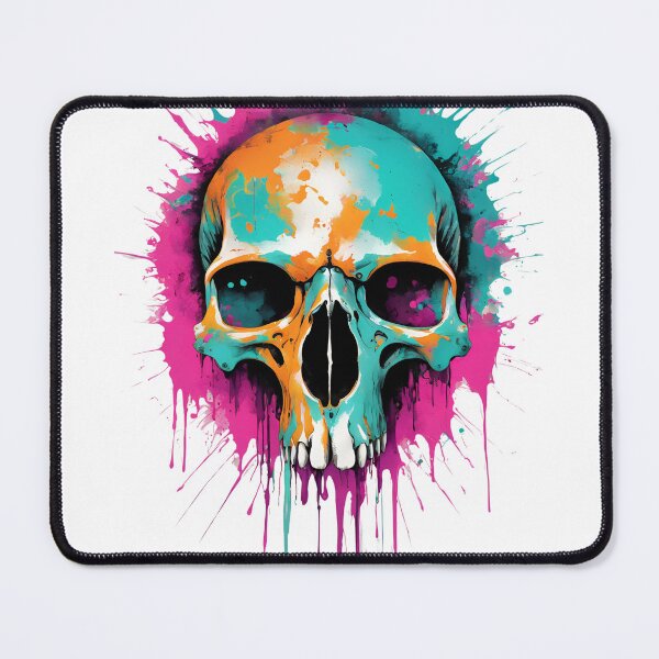 Item preview, Colorful Graffiti Skull Art Print | Pink Blue Teak Orange Black Splatter Design designed and sold by Invisible-Cult.
