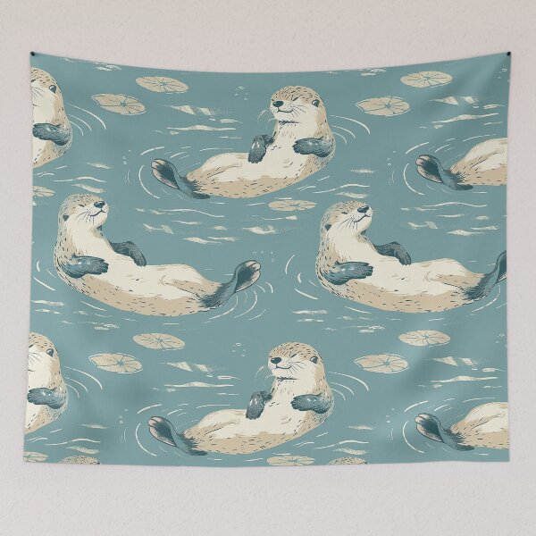 Item preview, I'm Otterly Exhausted" Cute Otter Sleeping on Water designed and sold by elisarasada.
