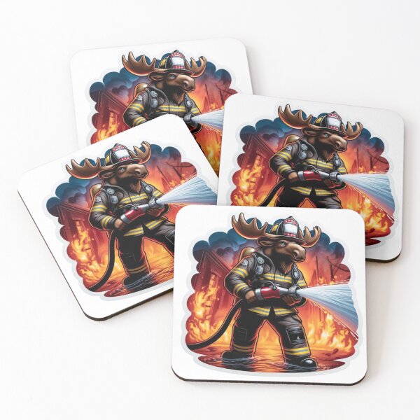 Item preview, Bull Moose as a rugged firefighter  designed and sold by BrinaandPops.