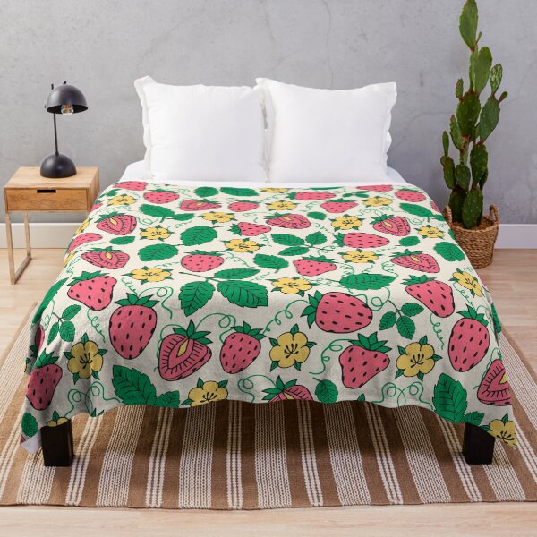 Item preview, Strawberry Flowers in summer garden designed and sold by sarakaquabubble.
