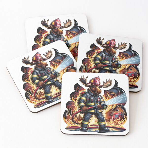 Item preview, Bull Moose as a rugged firefighter  designed and sold by BrinaandPops.