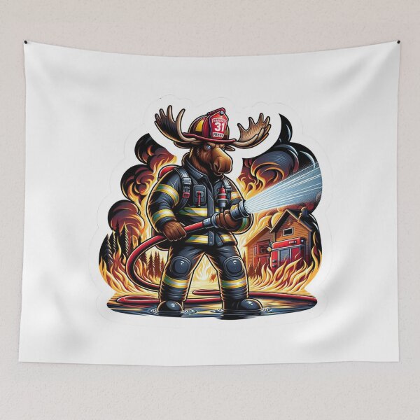 Item preview, Bull Moose as a rugged firefighter  designed and sold by BrinaandPops.