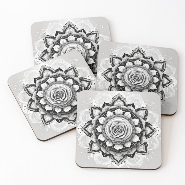 Item preview, Rose Mandala in Black and White designed and sold by MandalasShops.