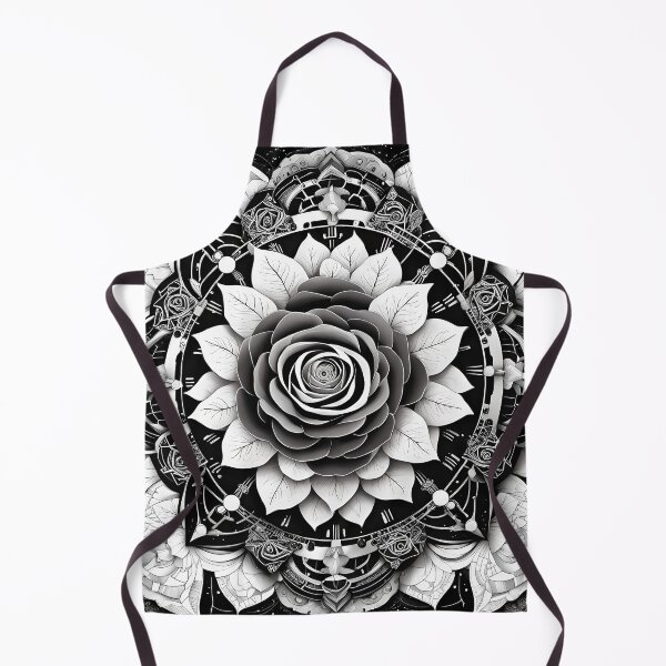 Artikelvorschau, Rosen-Blumen-Mandala in Schwarz und Weiß entworfen und verkauft von MandalasShops.
