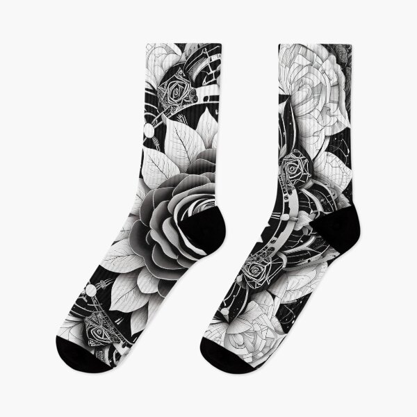 Item preview, Rose Floral Mandala in Black and White designed and sold by MandalasShops.