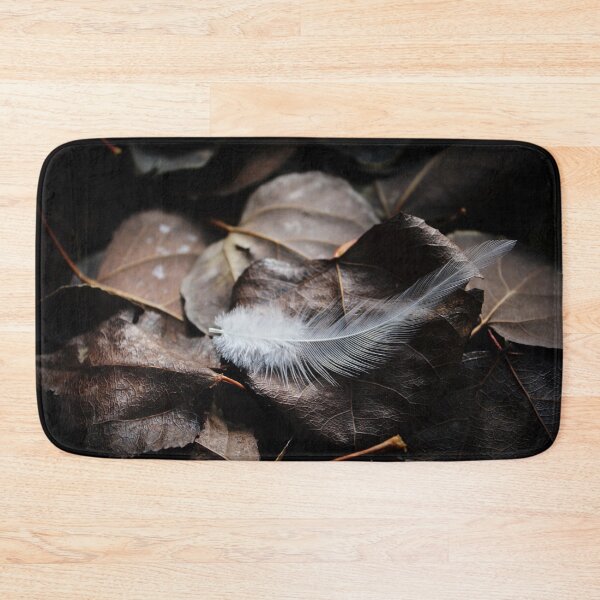 Item preview, Delicate White Feather On Dark Fallen Leaves designed and sold by FeatherfallSTU.