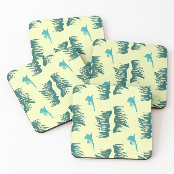 Item preview, Dolphin waves under the sea on a light yellow background. designed and sold by youme63.