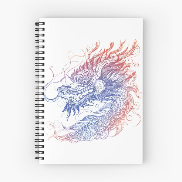 Item preview, Line art Chinese dragon with retro colors designed and sold by alpacawerks.