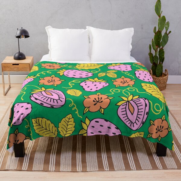 Item preview, Strawberry Flowers in summer garden designed and sold by sarakaquabubble.