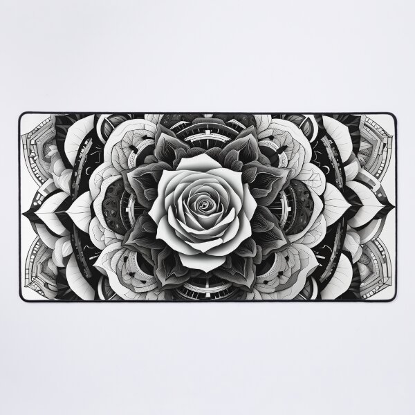 Artikelvorschau, Blumenmandalas in Schwarz und Weiß entworfen und verkauft von MandalasShops.