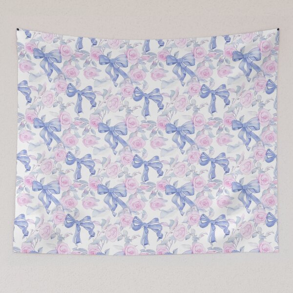Item preview, Blue Bow and Pink Roses - Coquette Feast designed and sold by Gourmet Neko Art | .