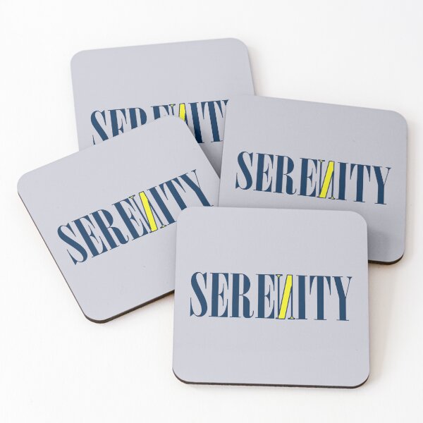 Item preview, Fun Typography "Serenity" Inspirational Calm Peaceful Blue Yellow designed and sold by WD-Artist.