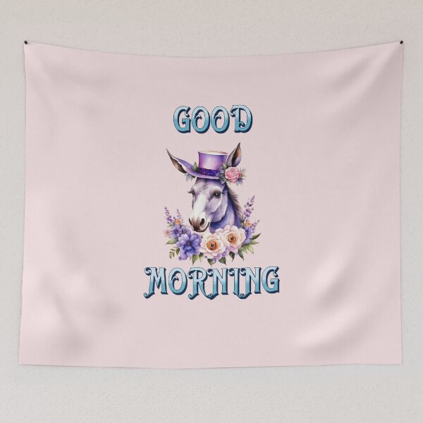 Item preview, GOOD MORMIMG (DONKEY TOP HAT ROSES) designed and sold by lovingtouch.