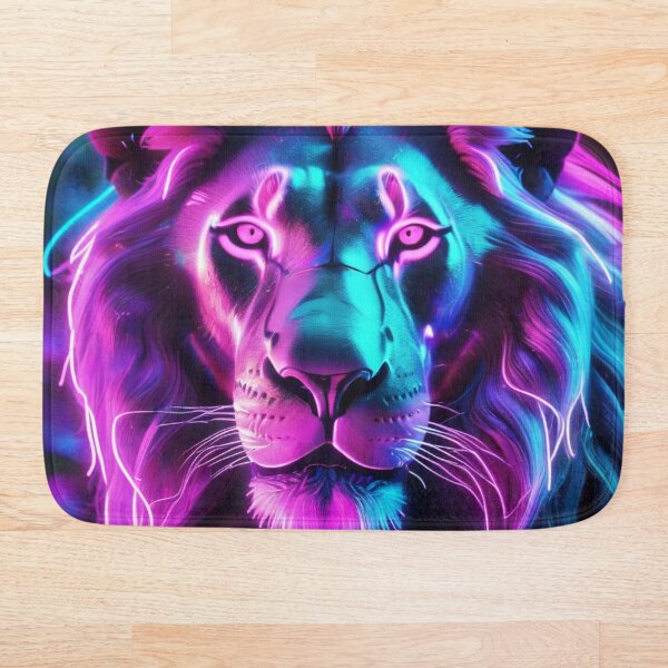 Item preview, Neon Lion Head Mane Glow Purple Blue designed and sold by Lisa Pearlman.