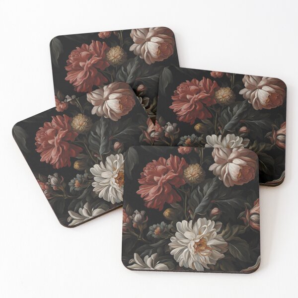 Item preview, Dark academia floral cottagecore nature oil painting girly flowers peony roses still life painted flowers designed and sold by Fantasy Cache.