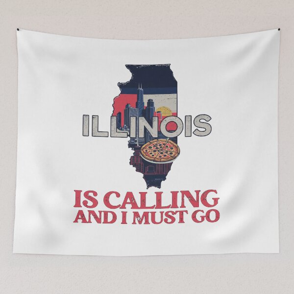 Item preview, Travel quote Illinois is calling and I must go: Retro Illinois travel poster – Minimalist adventure in Chicago, USA designed and sold by pod24.