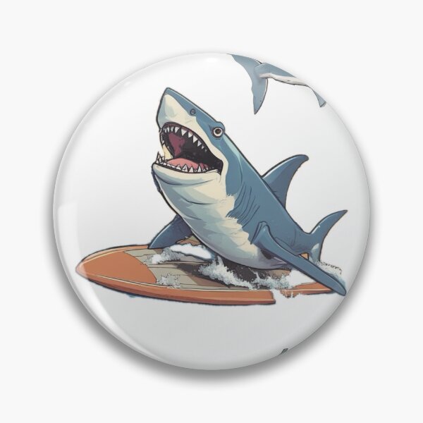 Item preview, Surf Sharks Pattern - Great White Sharks swimming and surfing designed and sold by SmileThreads.