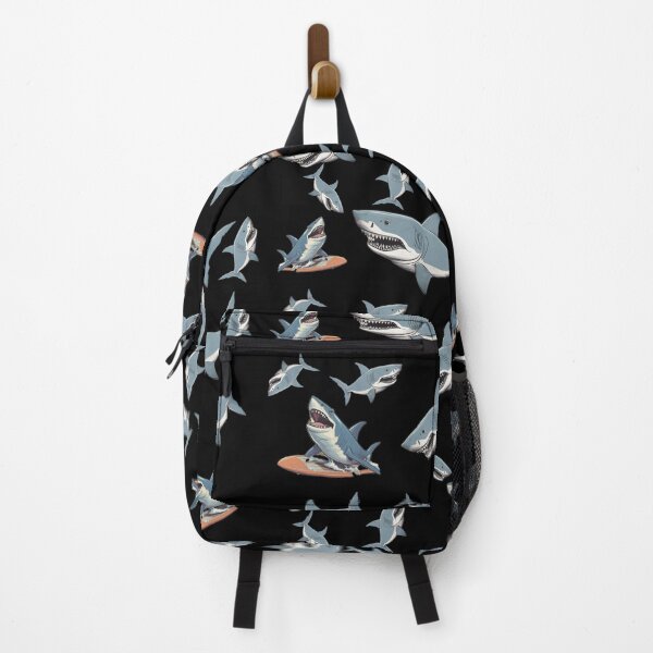 Item preview, Surf Sharks Pattern - Great White Sharks swimming and surfing designed and sold by SmileThreads.