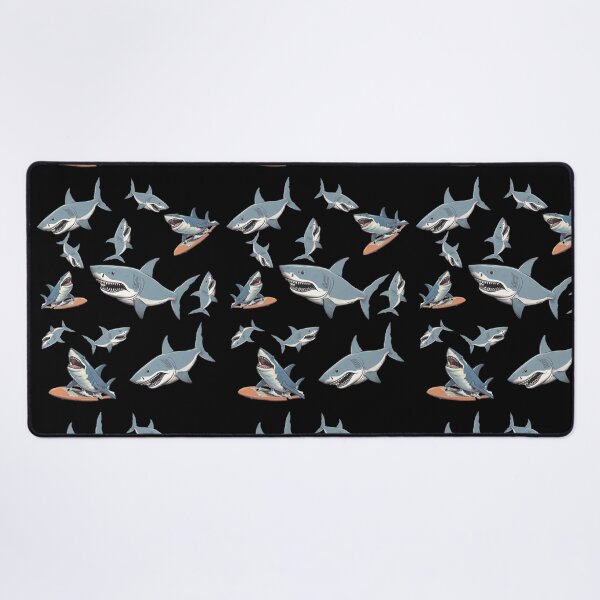 Item preview, Surf Sharks Pattern - Great White Sharks swimming and surfing designed and sold by SmileThreads.