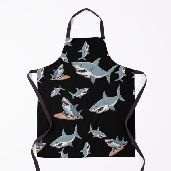 Item preview, Surf Sharks Pattern - Great White Sharks swimming and surfing designed and sold by SmileThreads.