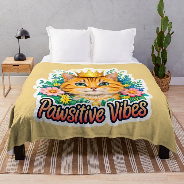 Item preview, Pawsitive Vibes Cute Cat Quote With Flowers designed and sold by TheArtOfPat.