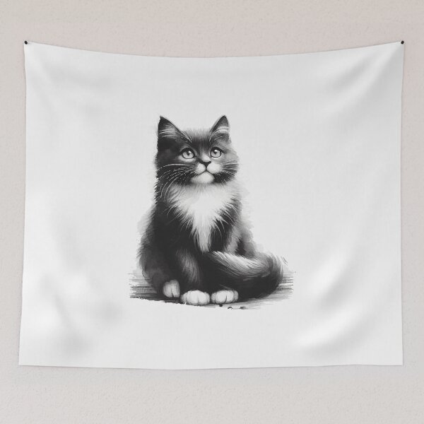 Item preview, Gato fofo preto e branco aquarela  designed and sold by GirlaineSQ.