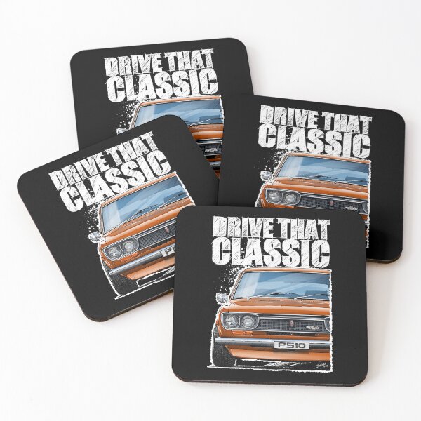 Item preview, Drive That Classic featuring the Iconic Datsun P510 in orange (dark coloured background) designed and sold by Petrolhead T-Shirts and Art.