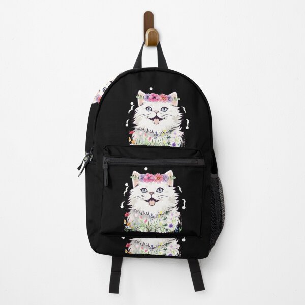 Item preview, very white cat and flowers colorful designed and sold by mando24895.