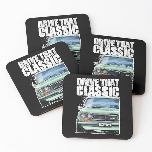 Item preview, Drive That Classic featuring the Iconic Datsun P510 in Green (dark coloured background) designed and sold by Petrolhead T-Shirts and Art.