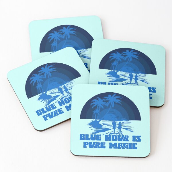 Item preview, Magical, Bold, Groovy, Ethereal Vintage BLUE HOUR IS PURE MAGIC Cool Retro Sunset design for Summer Vacation, Tropical Beach, Ocean Lovers and Enchanting Tropical Getaway designed and sold by zenturtlemerch.