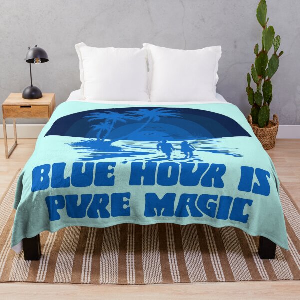 Item preview, Magical, Bold, Groovy, Ethereal Vintage BLUE HOUR IS PURE MAGIC Cool Retro Sunset design for Summer Vacation, Tropical Beach, Ocean Lovers and Enchanting Tropical Getaway designed and sold by zenturtlemerch.