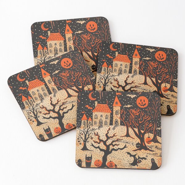 Item preview, Spooky Halloween Haunted House, Folk Art Halloween  designed and sold by Neika Shimm Designs.