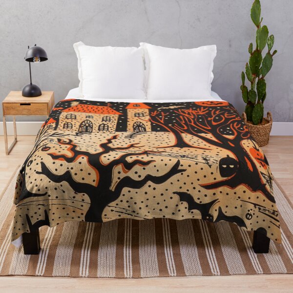 Item preview, Spooky Halloween Haunted House, Folk Art Halloween  designed and sold by Neika Shimm Designs.