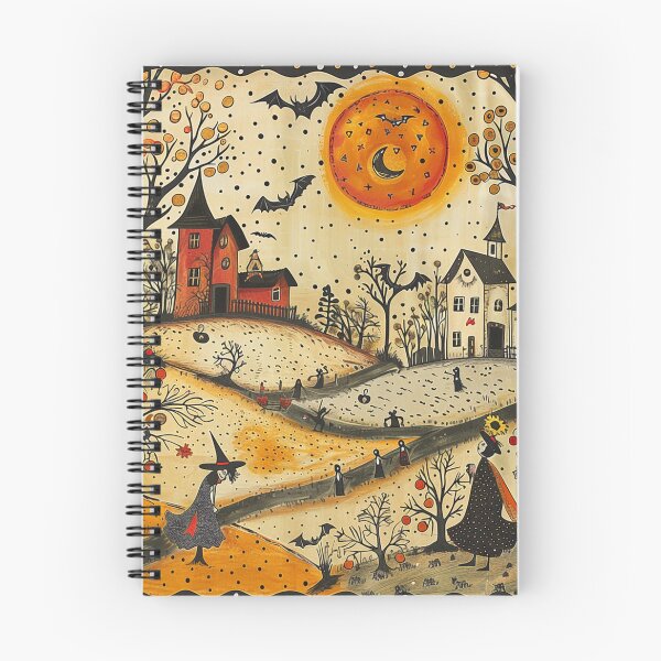 Item preview, Haunted Forest, Halloween Folk Art Design, Bats and Witches  designed and sold by Neika Shimm Designs.