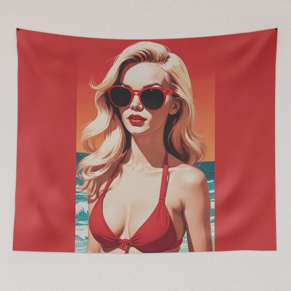 Item preview, Retro Pop Art: Stylish Blonde in Red Bikini designed and sold by LyssasMindArt.
