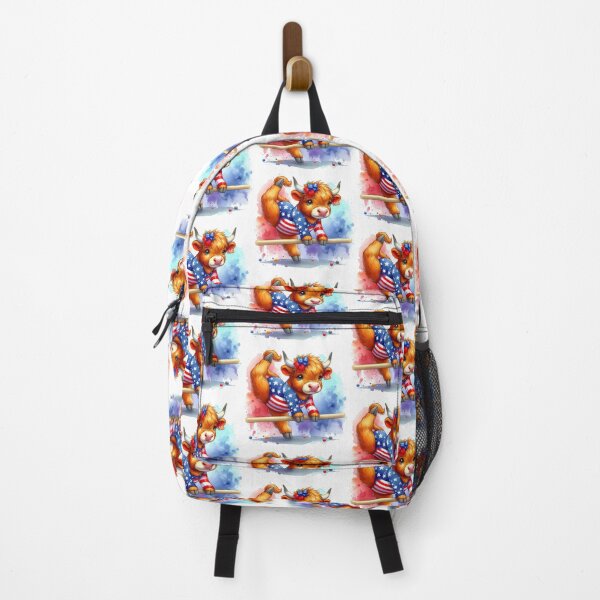 Item preview, Team USA Cute Highland Cow Longhorn Gymnastics Event Olympics Colorful Watercolor designed and sold by MaedK.
