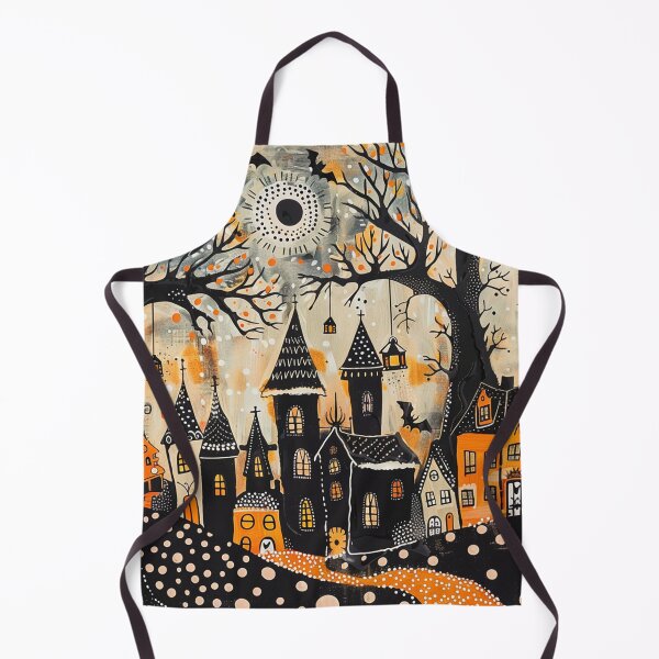 Item preview, Folk Art Spooky Halloween Haunted Village designed and sold by Neika Shimm Designs.