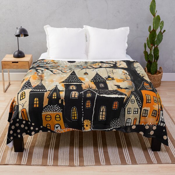 Item preview, Folk Art Spooky Halloween Haunted Village designed and sold by Neika Shimm Designs.