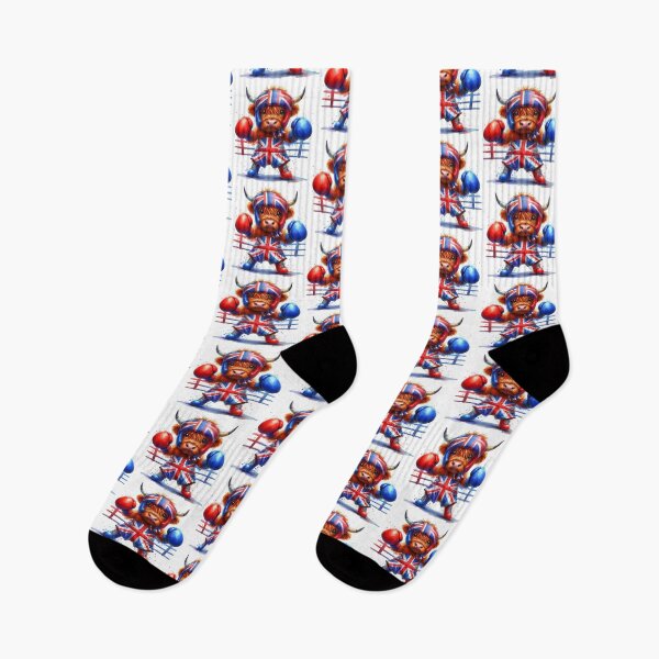 Item preview, Team GB Cute Highland Cow Boxing Event Olympics Colorful Watercolor designed and sold by MaedK.