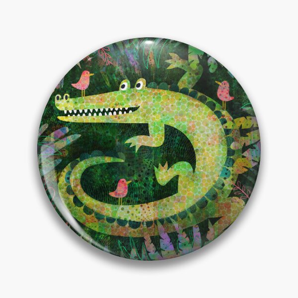 Item preview, Alligator with pink birds - cute jungle design by Cecca Designs designed and sold by Cecca-Designs.