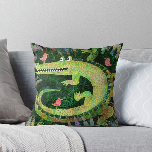 Item preview, Alligator with pink birds - cute jungle design by Cecca Designs designed and sold by Cecca-Designs.
