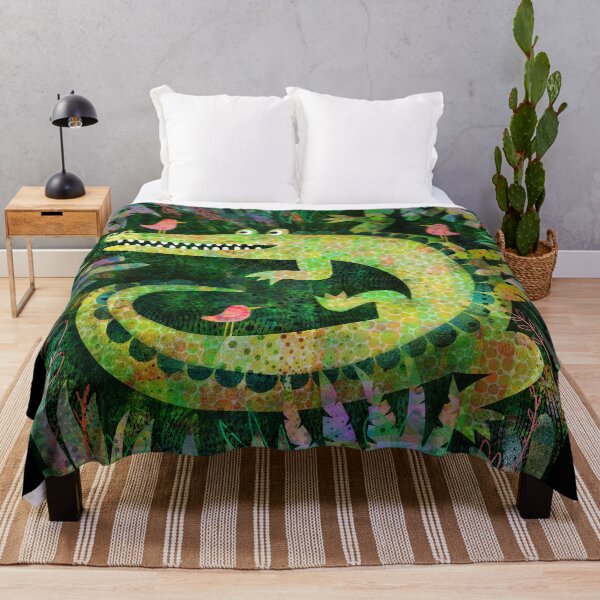 Item preview, Alligator with pink birds - cute jungle design by Cecca Designs designed and sold by Cecca-Designs.