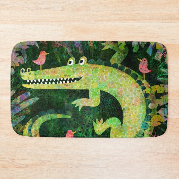 Item preview, Alligator with pink birds - cute jungle design by Cecca Designs designed and sold by Cecca-Designs.